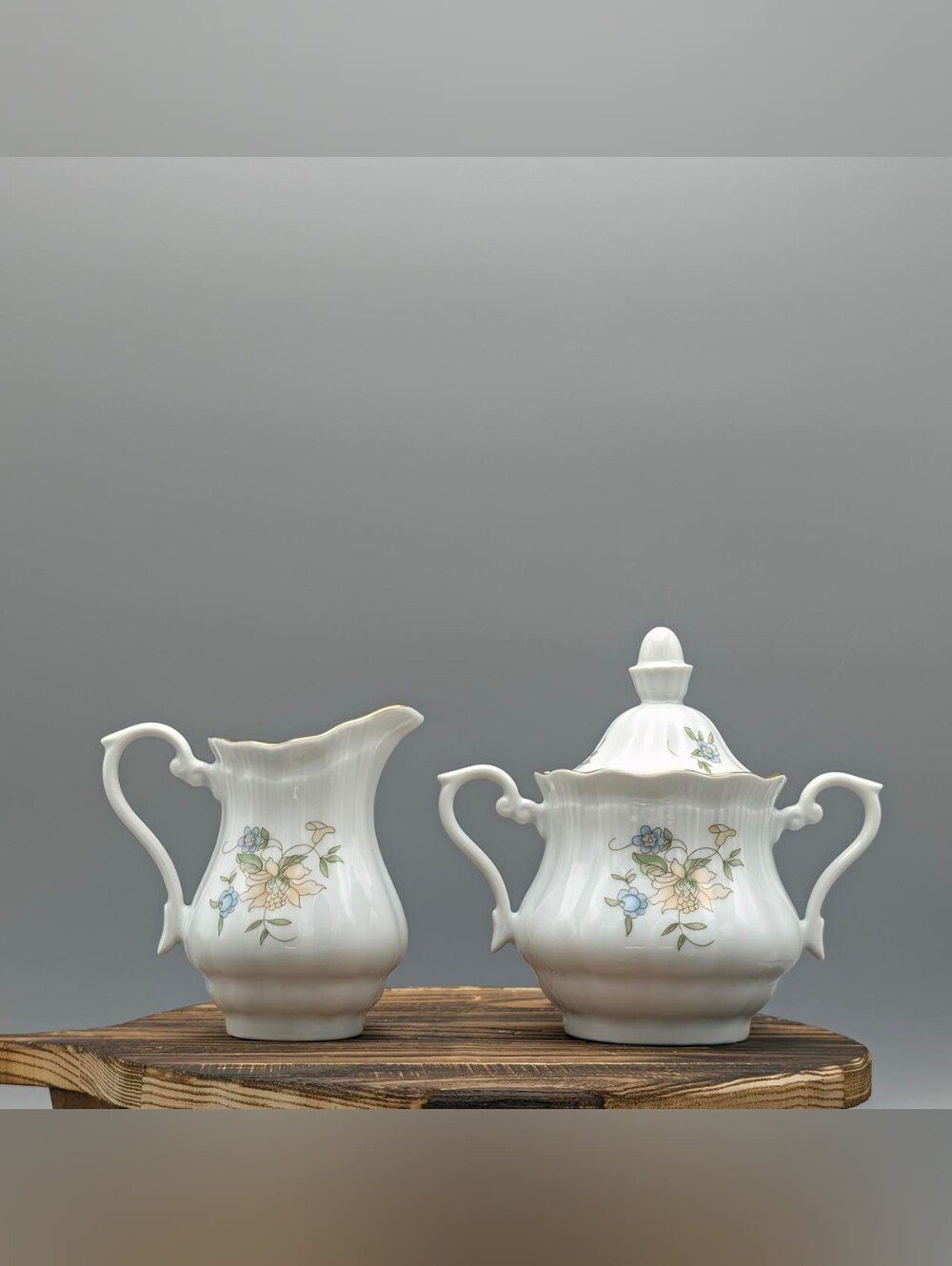 Vintage Walbrzych Poland Porcelain Creamer and Covered Sugar Bowl Set